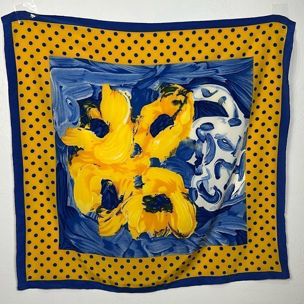 Floral Print Colorful Lightweight Hand Rolled Square Scarf